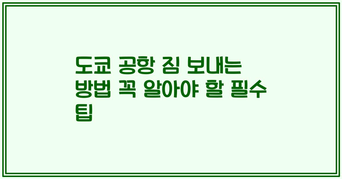 도쿄 공항 짐 보내는 방법 꼭 알아야 할 필수 팁