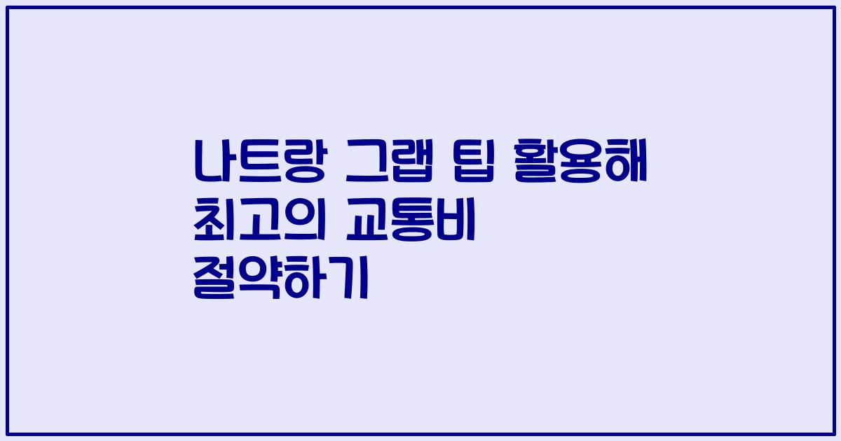 나트랑 그랩 팁 활용해 최고의 교통비 절약하기