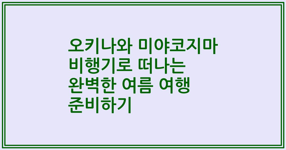 오키나와 미야코지마 비행기로 떠나는 완벽한 여름 여행 준비하기